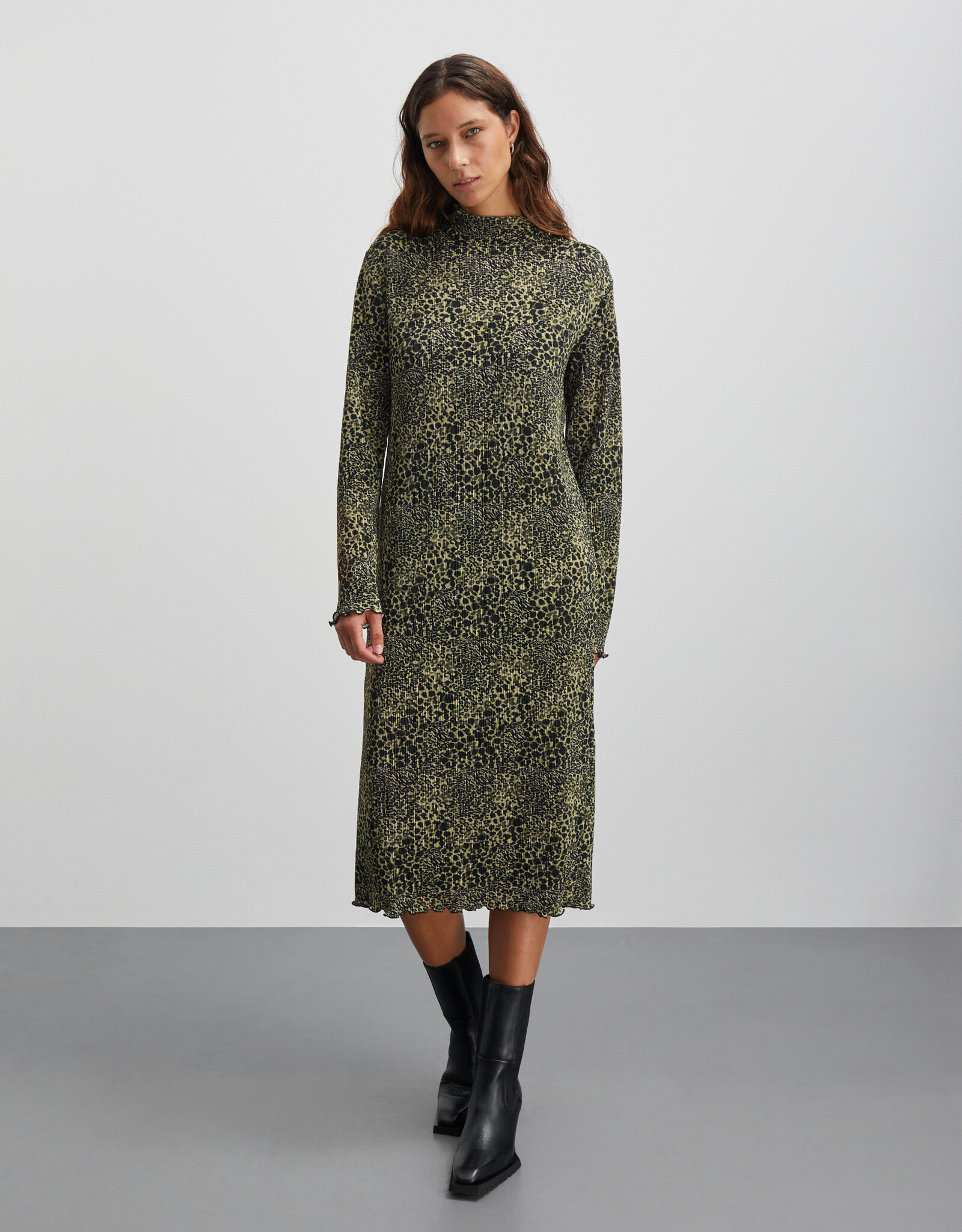 Mads Norgaard MADS NØRGAARD LINO HALTO DRESS - LEO/OLIVE BRANCH