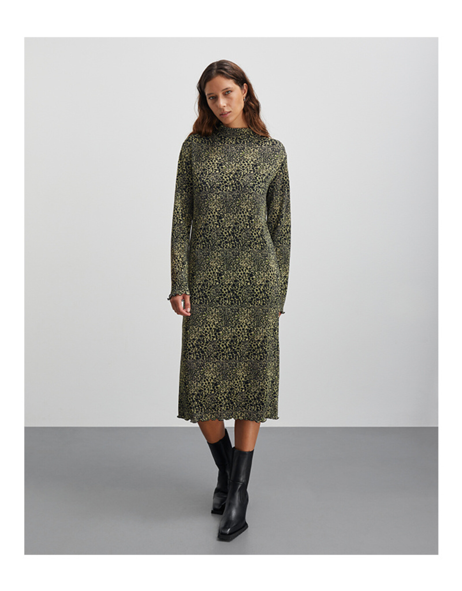 Mads Norgaard MADS NØRGAARD LINO HALTO DRESS - LEO/OLIVE BRANCH