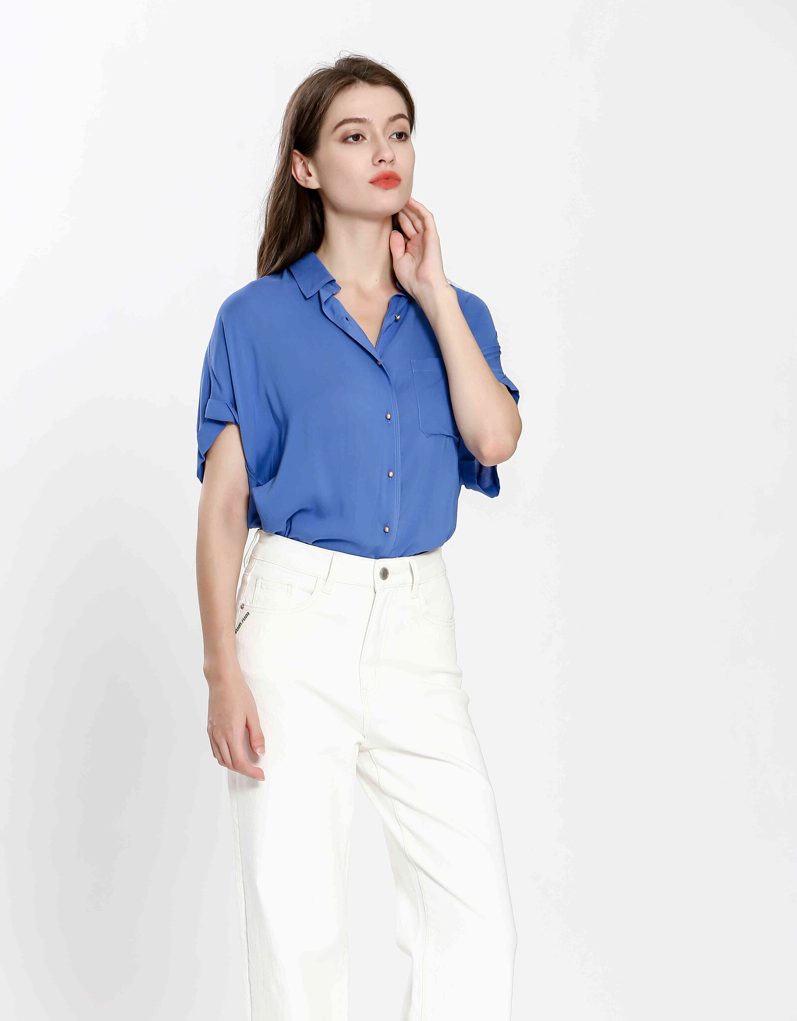 SEE U SOON COLLAR BLOUSE - BLUE