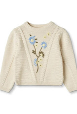 Fliink FLIINK FLOWER EMBROIDERED PULLOVER - SANDSHELL