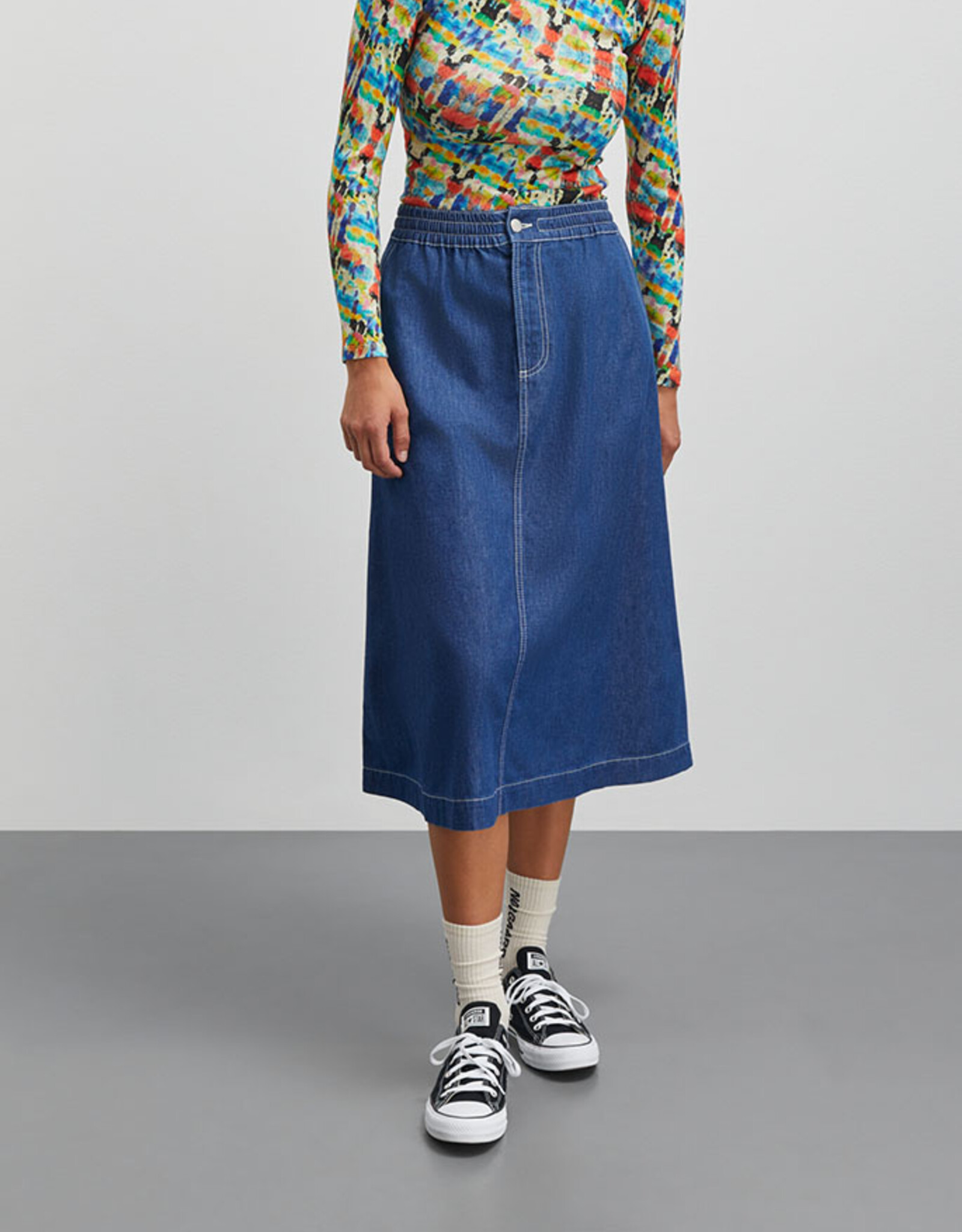 Mads Norgaard MADS NØRGAARD LUNI SKIRT - BLUE DENIM