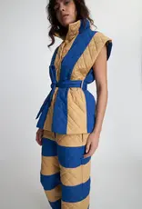 STELLA NOVA QUILTED VEST - BLUE/BEIGE