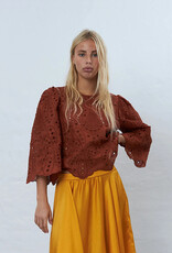 STELLA NOVA EMBROIDERED BLOUSE - BROWN