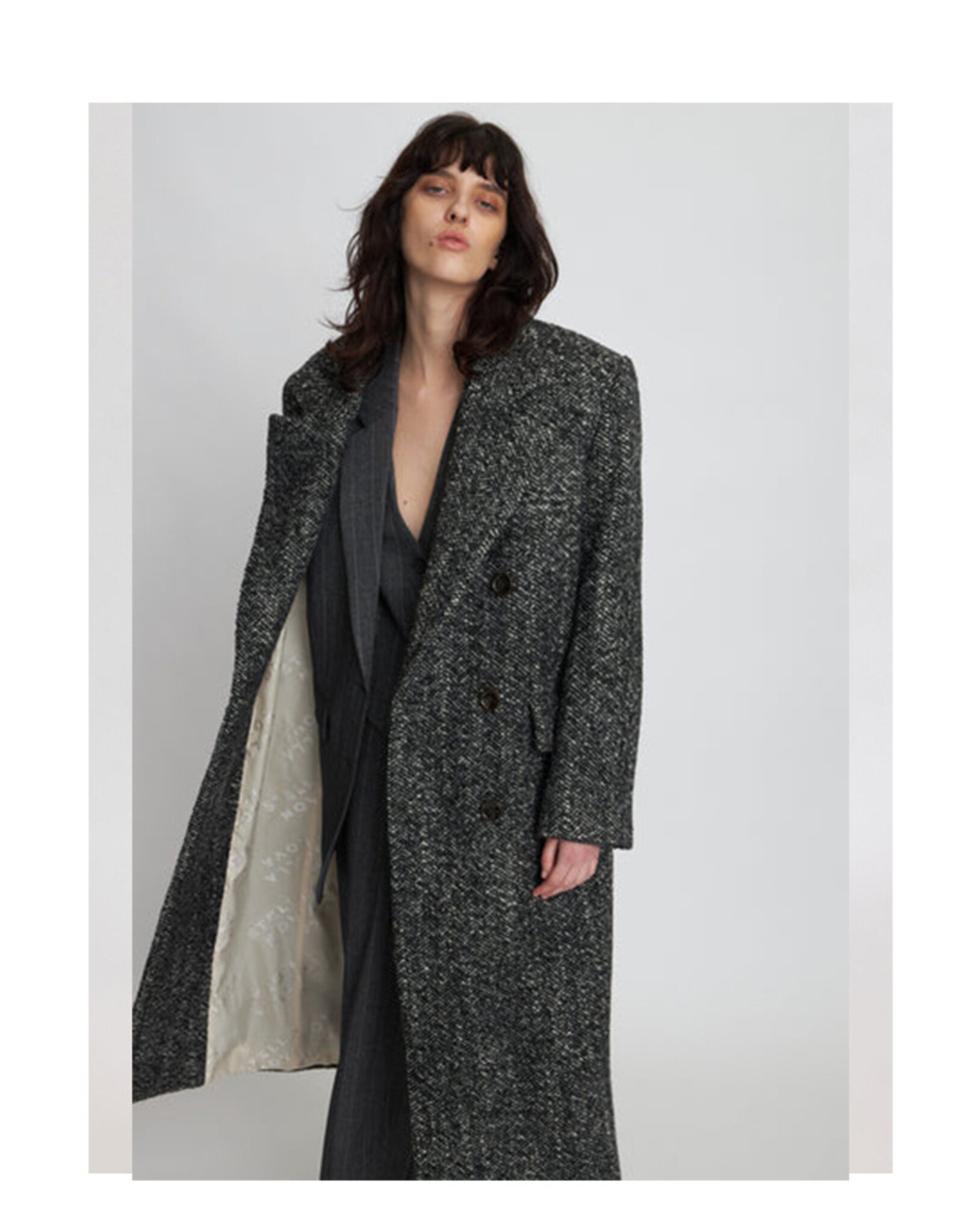 Long black tweed coat sale