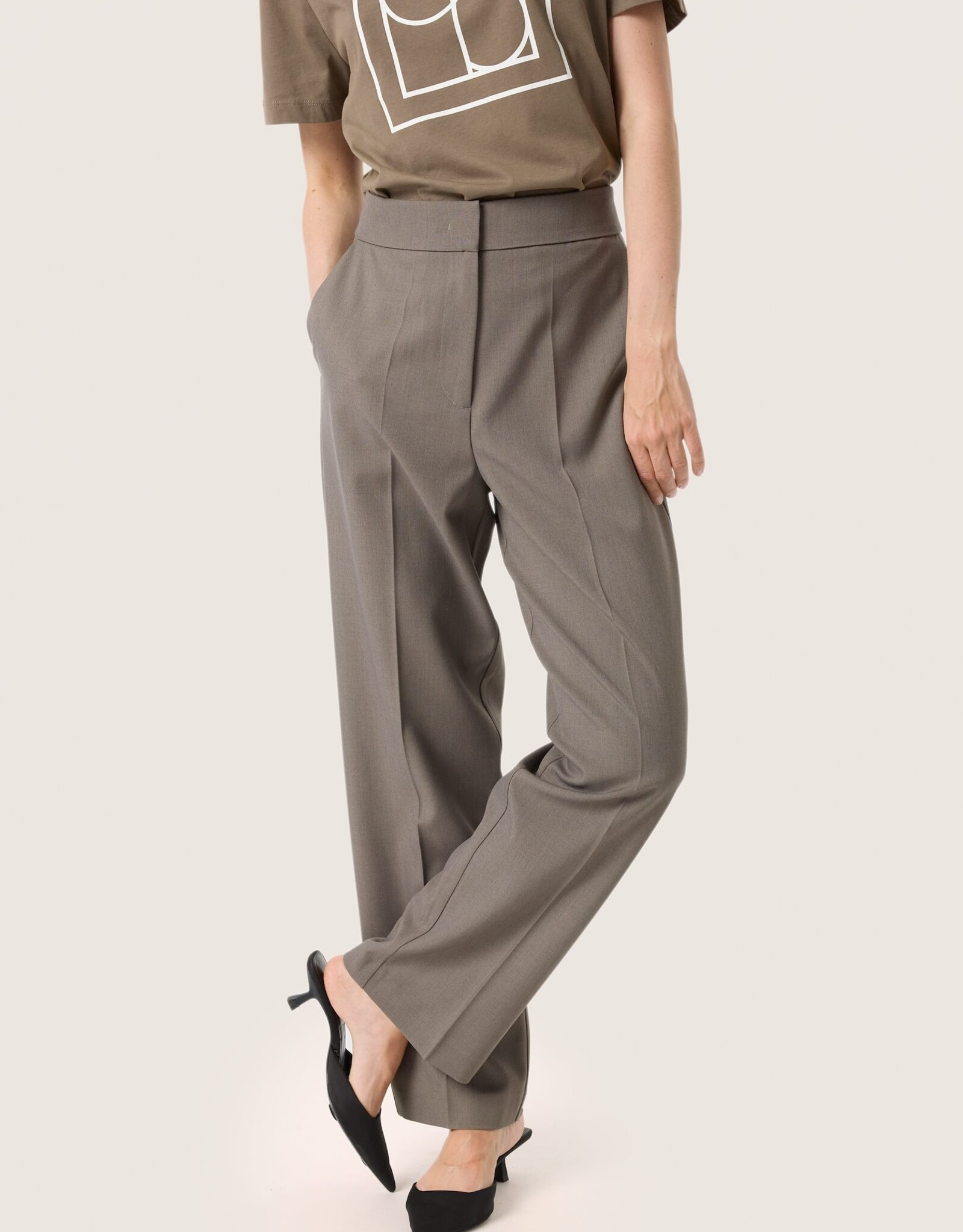 Soaked SOAKED IN LUXURY MILICA RAGNA PANTS - MOREL MELANGE