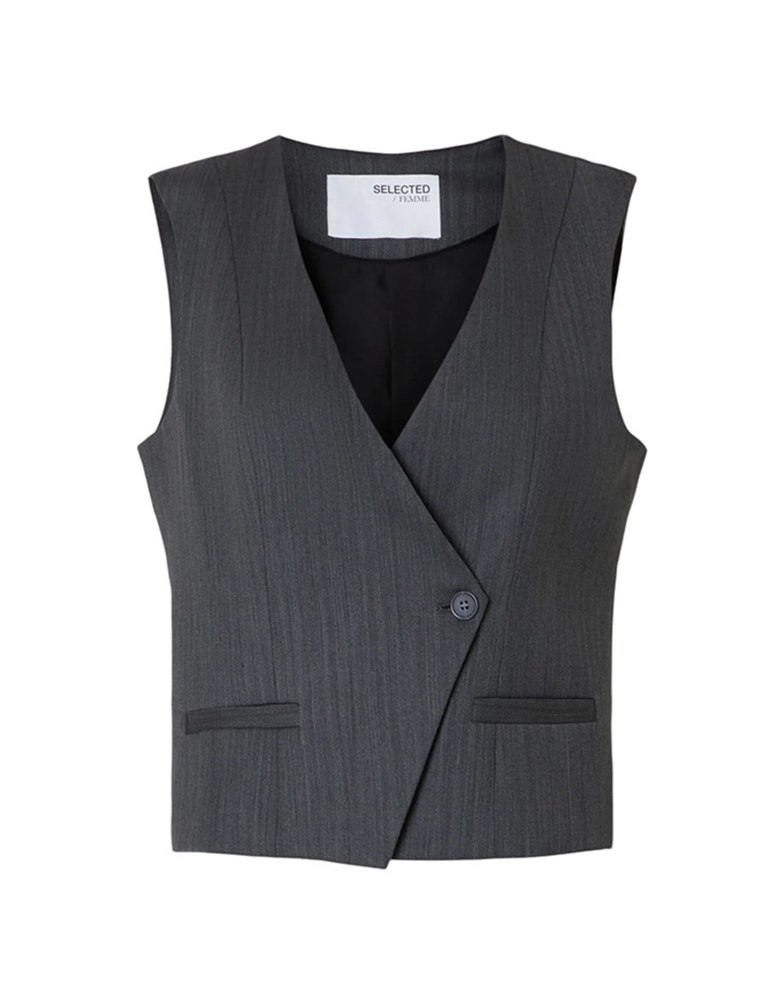 Selected Femme SELECTED FEMME FENIA ASYMMETIC VEST - STEEL GREY