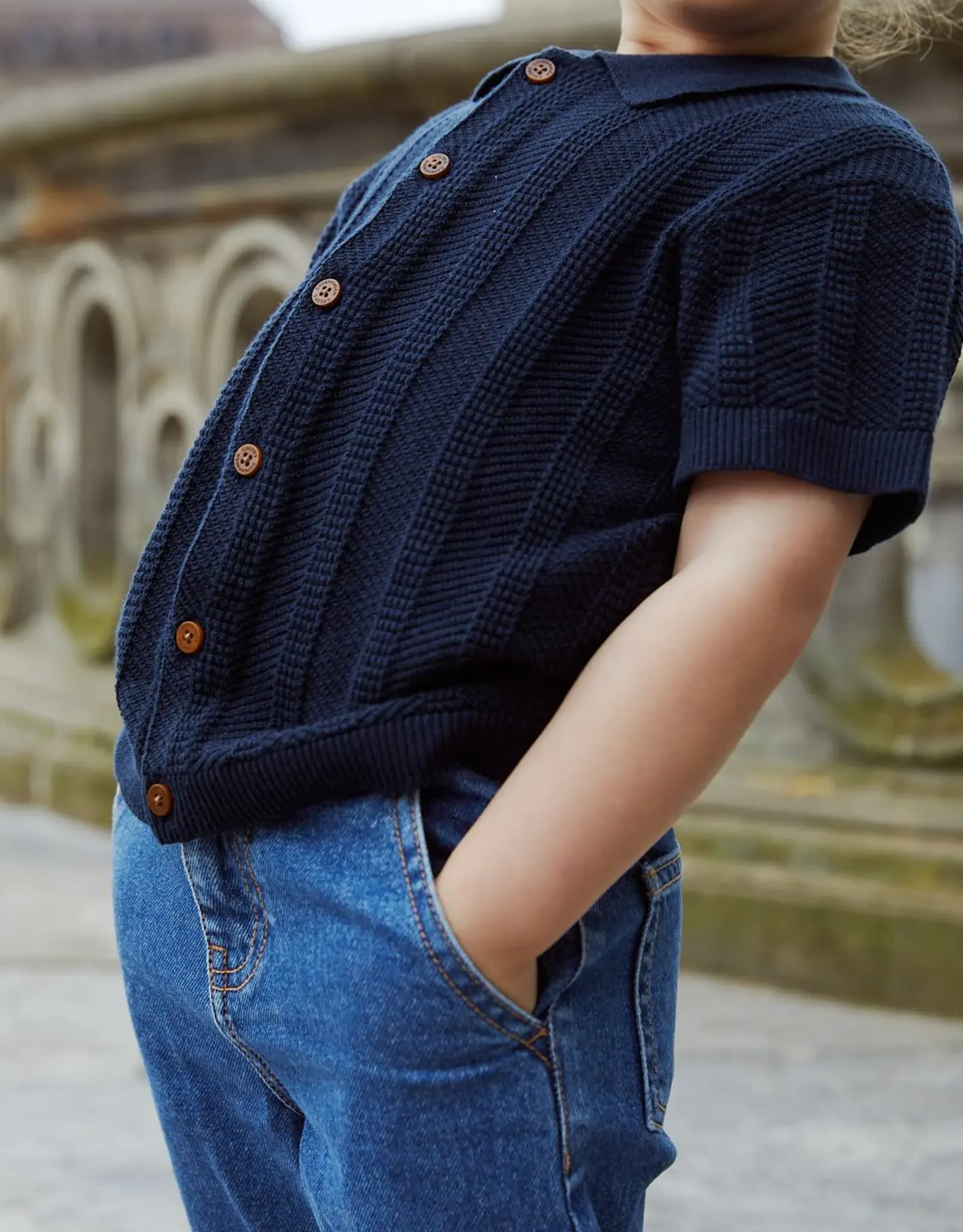 Copenhagen C COPENHAGEN COLORS KNITTED PATTERN SHIRT - NAVY