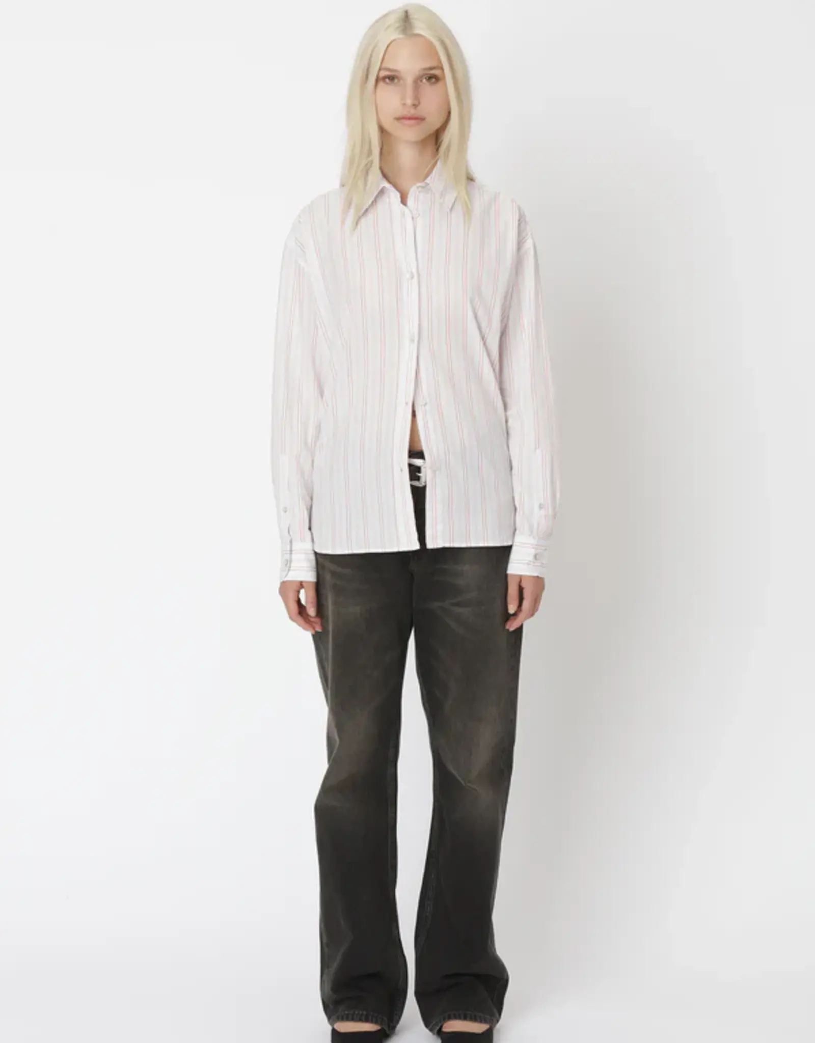 WON HUNDRED LENOA SHIRT - RED STRIPE