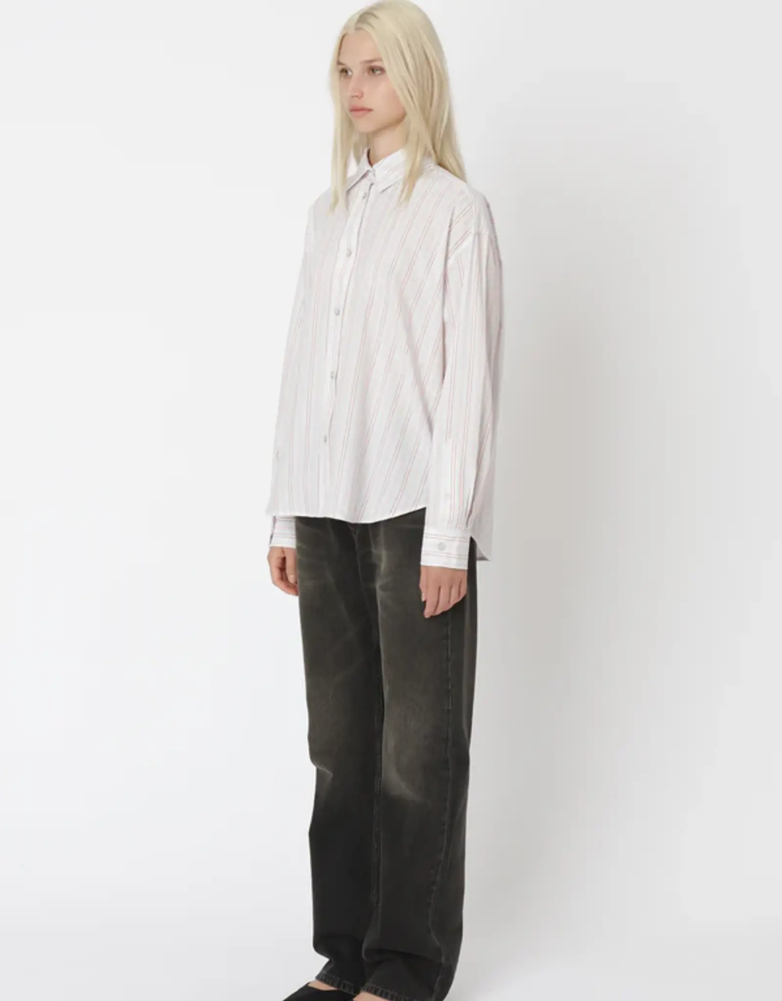 WON HUNDRED LENOA SHIRT - RED STRIPE