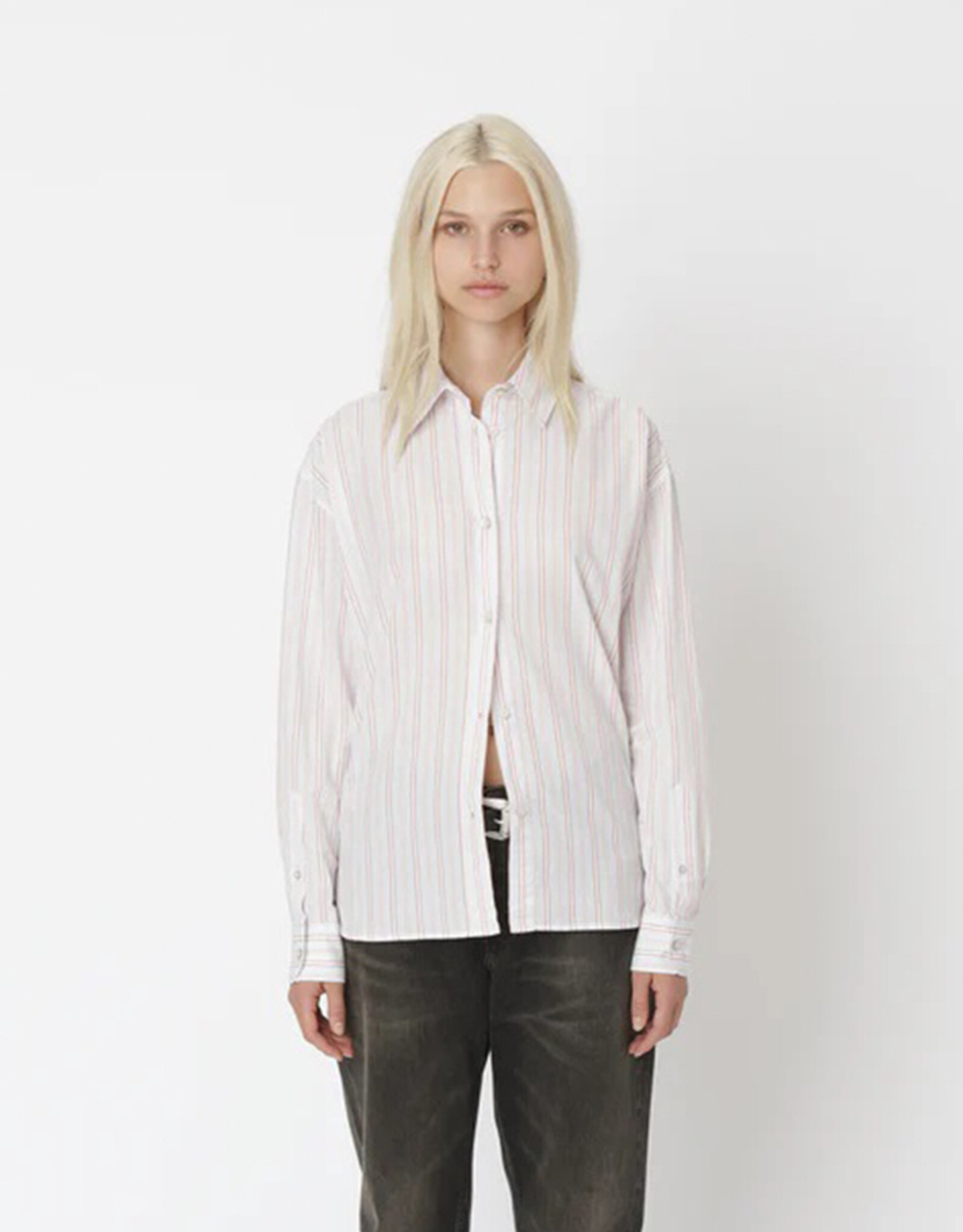 WON HUNDRED LENOA SHIRT - RED STRIPE