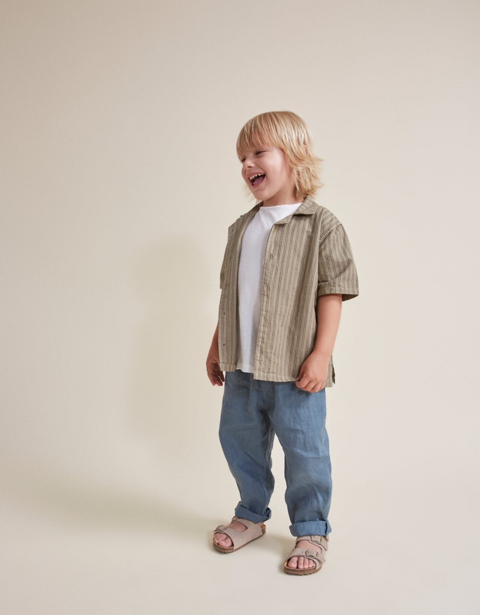 Buho BUHO STRIPES SHIRT - KAKI