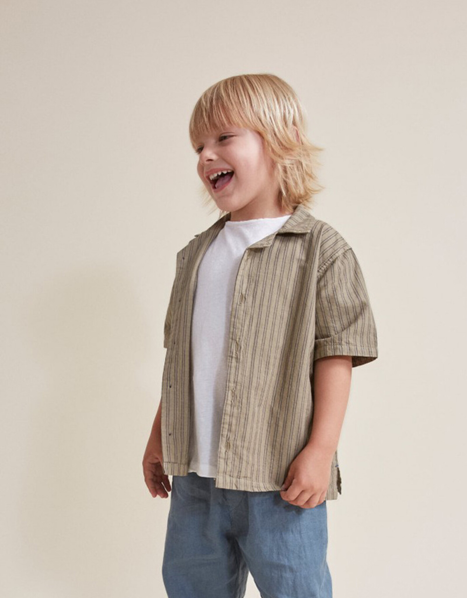 Buho BUHO STRIPES SHIRT - KAKI