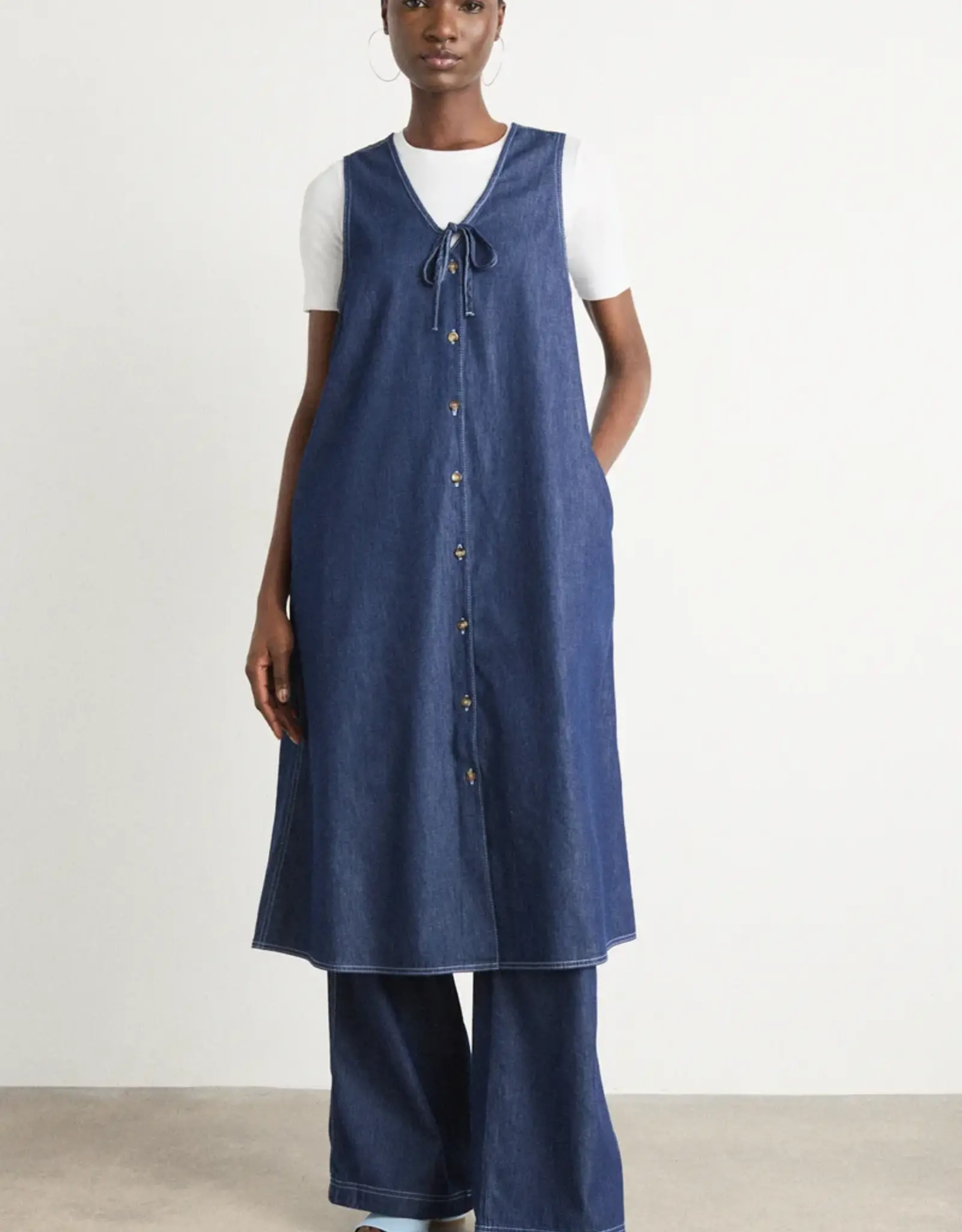 Mads Norgaard MADS NØRGAARD AIR PAULINE DRESS - DENIM