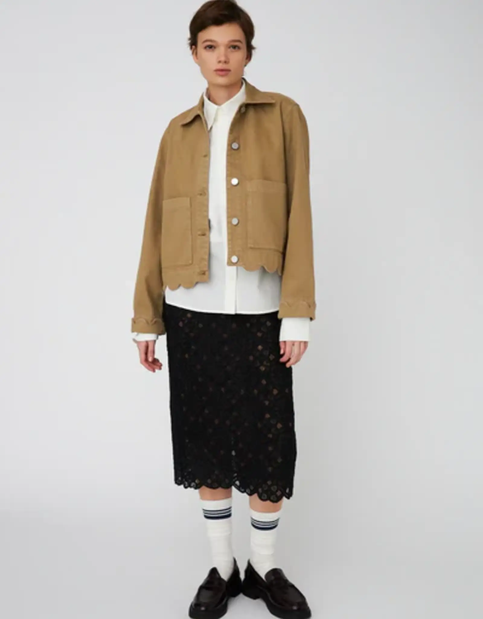 STELLA NOVA SCALLOP EDGE JACKET - DARK SAND