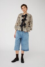 STELLA NOVA CRISPY PEPLUM BOW BLOUSE - LEOPARD