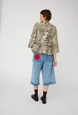 STELLA NOVA CRISPY PEPLUM BOW BLOUSE - LEOPARD