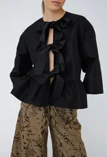 STELLA NOVA CRISPY PEPLUM BOW BLOUSE - BLACK