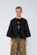 STELLA NOVA CRISPY PEPLUM BOW BLOUSE - BLACK
