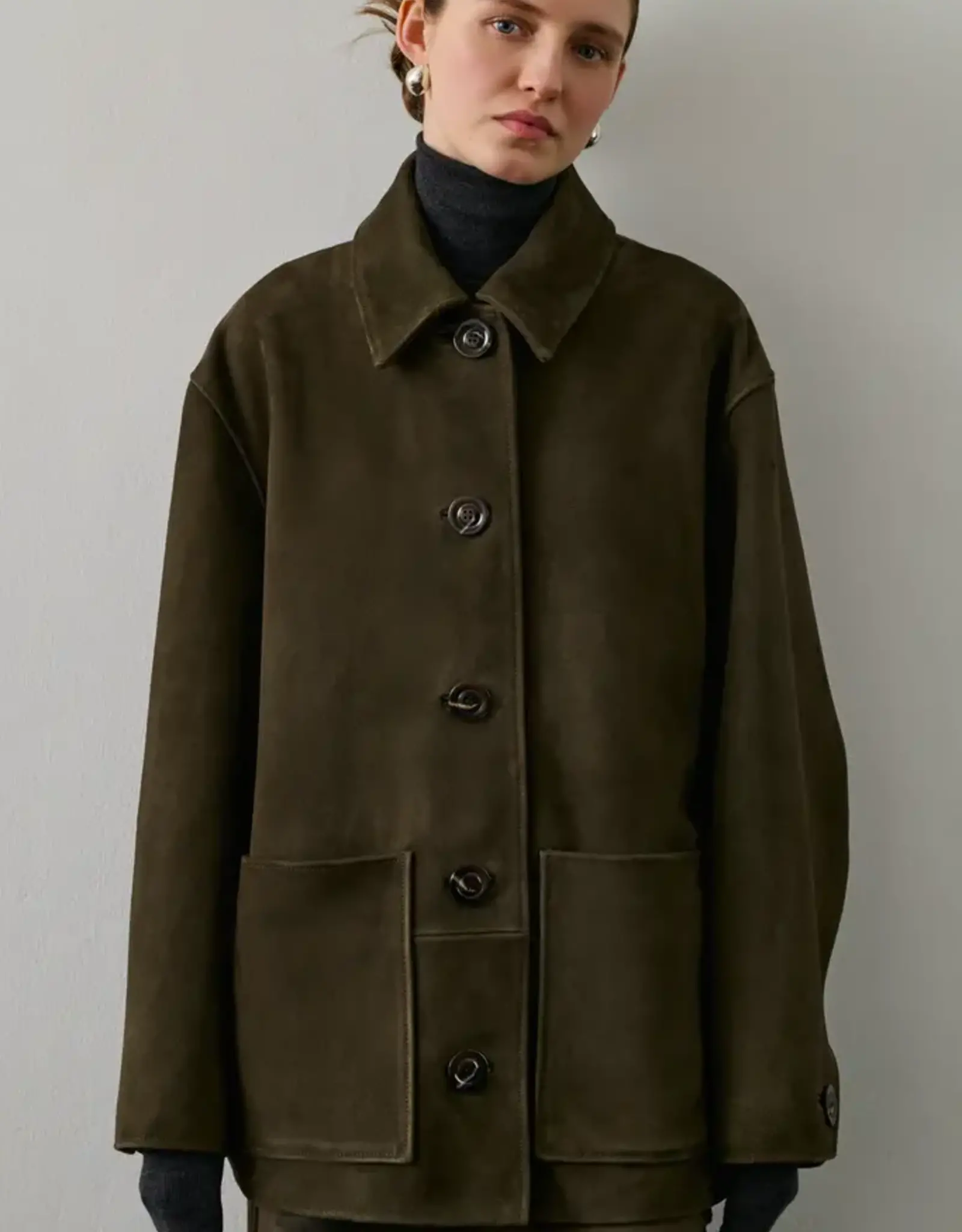soeur SOEUR VINCENZO JACKET - SUEDE KAKI FONCE
