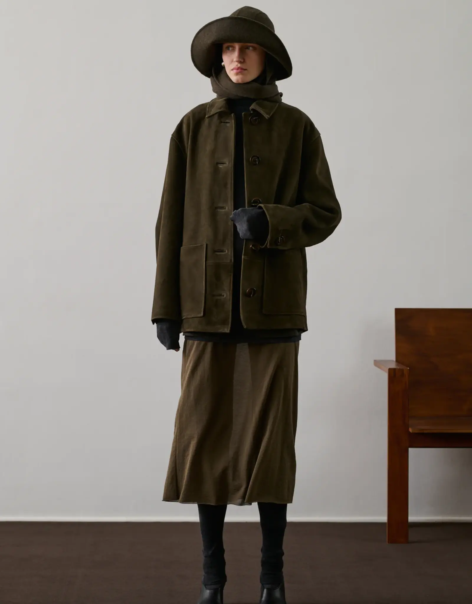 soeur SOEUR VINCENZO JACKET - SUEDE KAKI FONCE