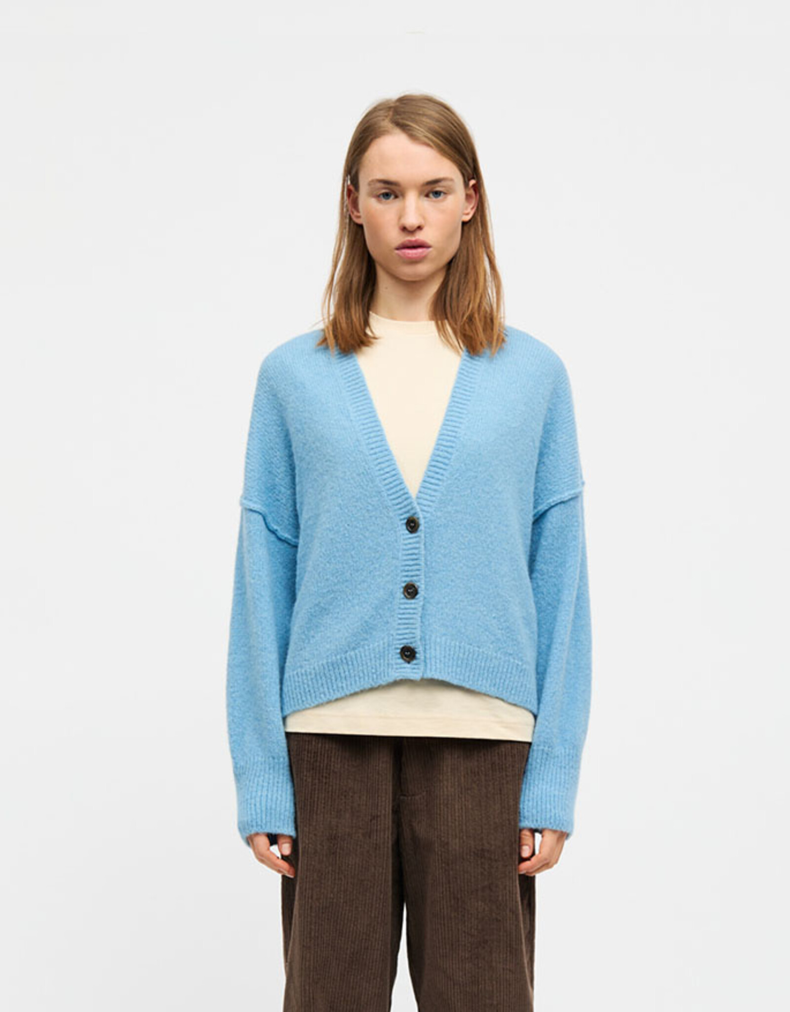 Mads Norgaard MADS NØRGAARD ALPACA AMBER CARDIGAN - CRYSTAL TEAL