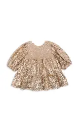 Konges Sløjd KONGES SLØJD LILA SEQUINS NOW DRESS - GOLD GLITTER