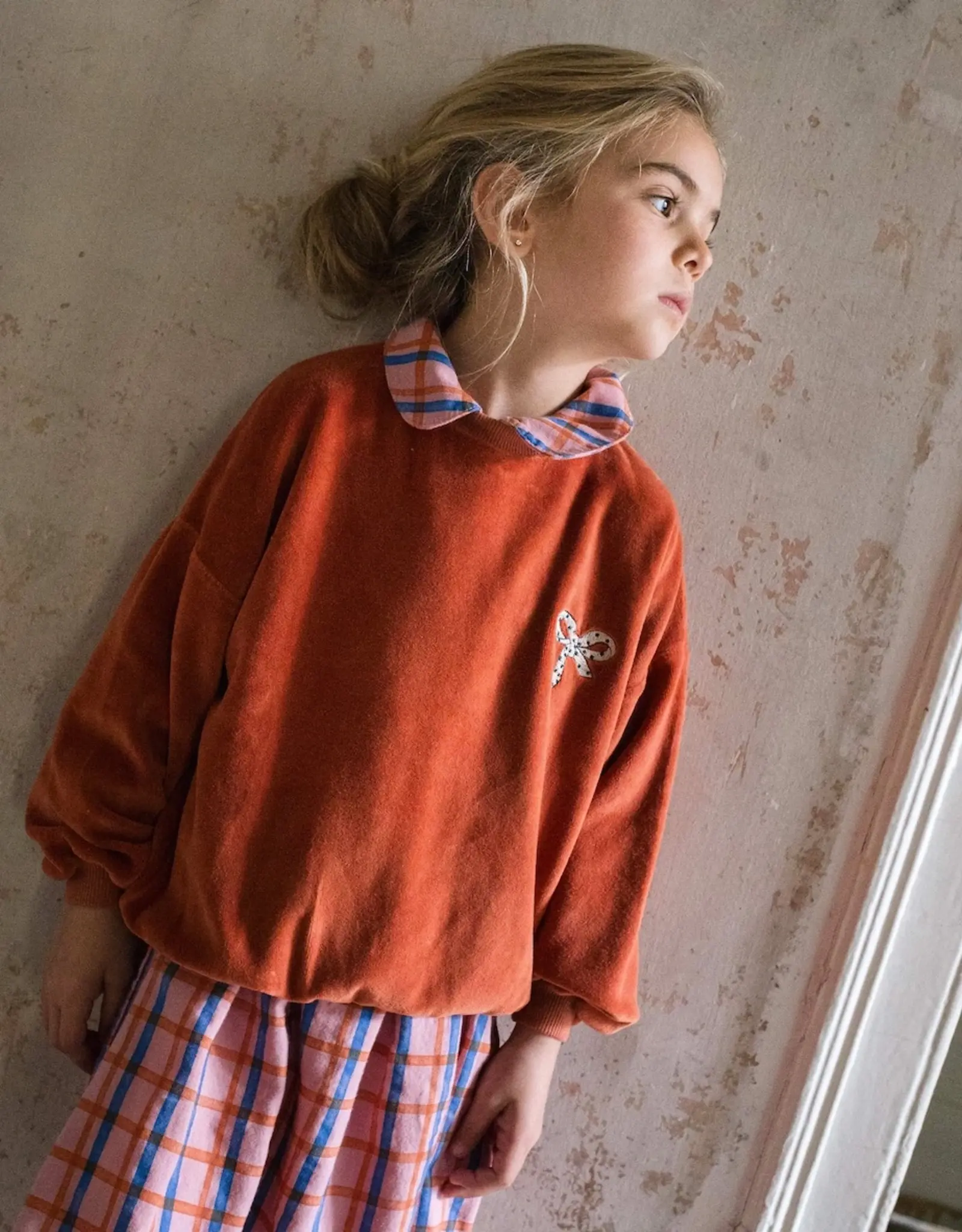 LORIE KIDS VELVET SWEATSHIRT - CLAY