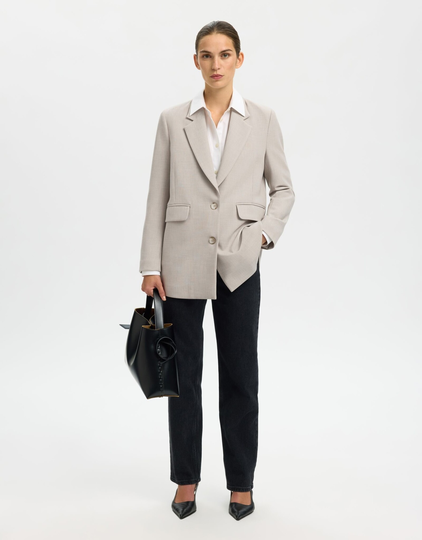 Selected Femme SELECTED FEMME RITA BLAZER - FOSSIL MELANGE