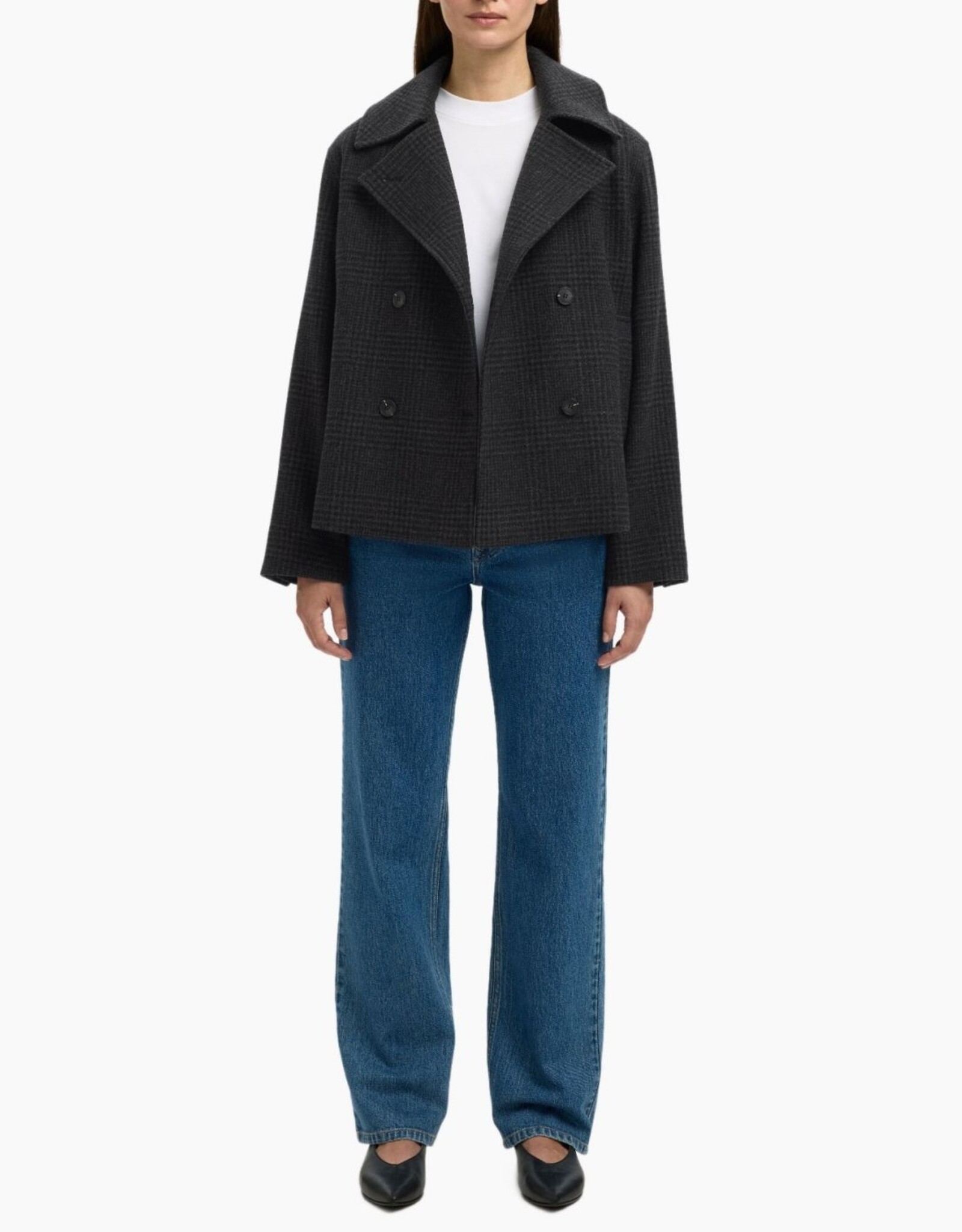 Selected Femme SELECTED FEMME ALMA PATTERN WOOL JACKET - BLACK