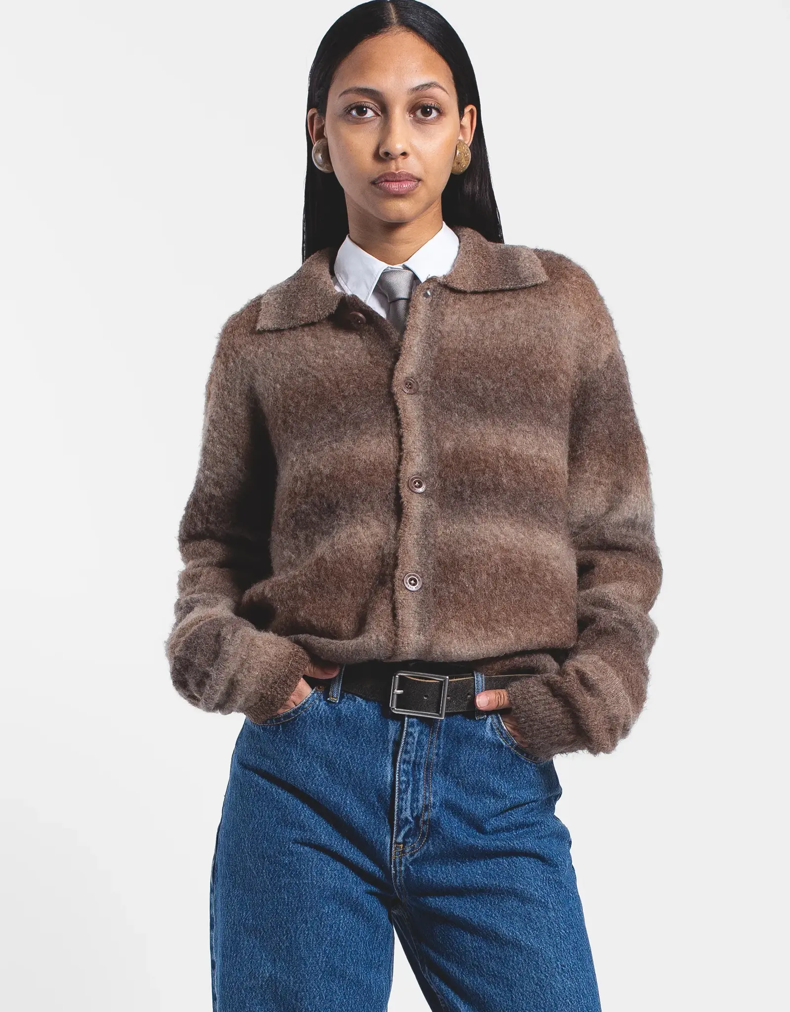 DR DENIM QUILLION SWEATER - FADE BROWN