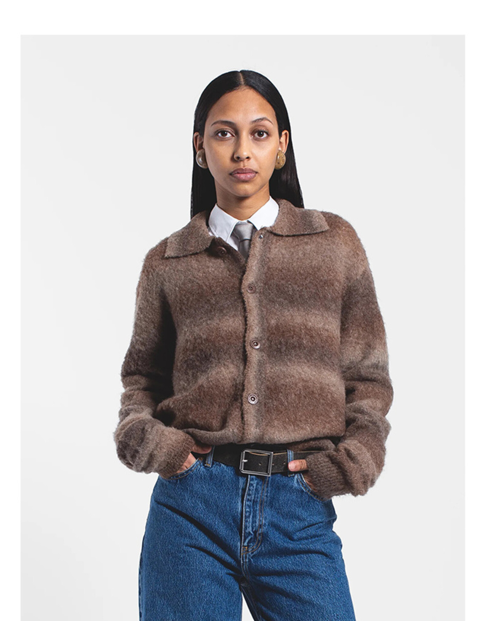 DR DENIM QUILLION SWEATER - FADE BROWN