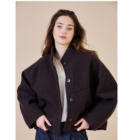 SEE U SOON SHORT COAT - BROWN