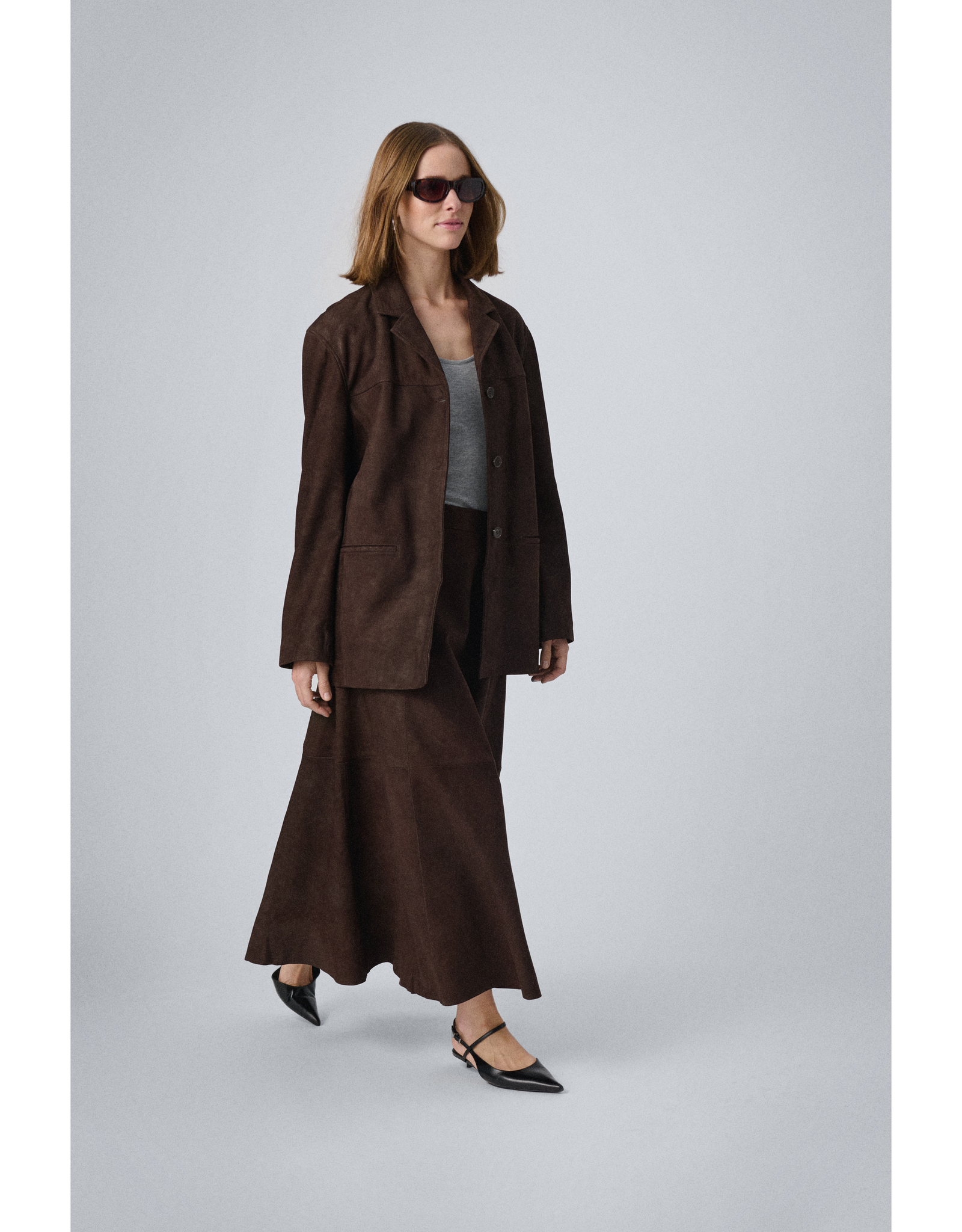 Soaked in Luxury SOAKED IN LUXURY PARVATI LEATHER BLAZER - COFFEE BEAN