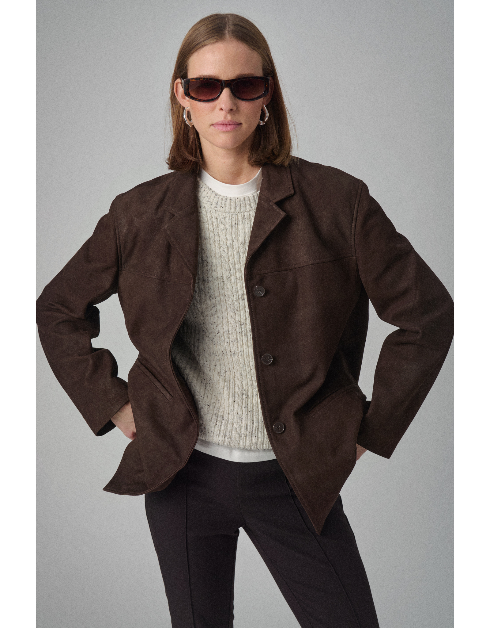 Soaked in Luxury SOAKED IN LUXURY PARVATI LEATHER BLAZER - COFFEE BEAN