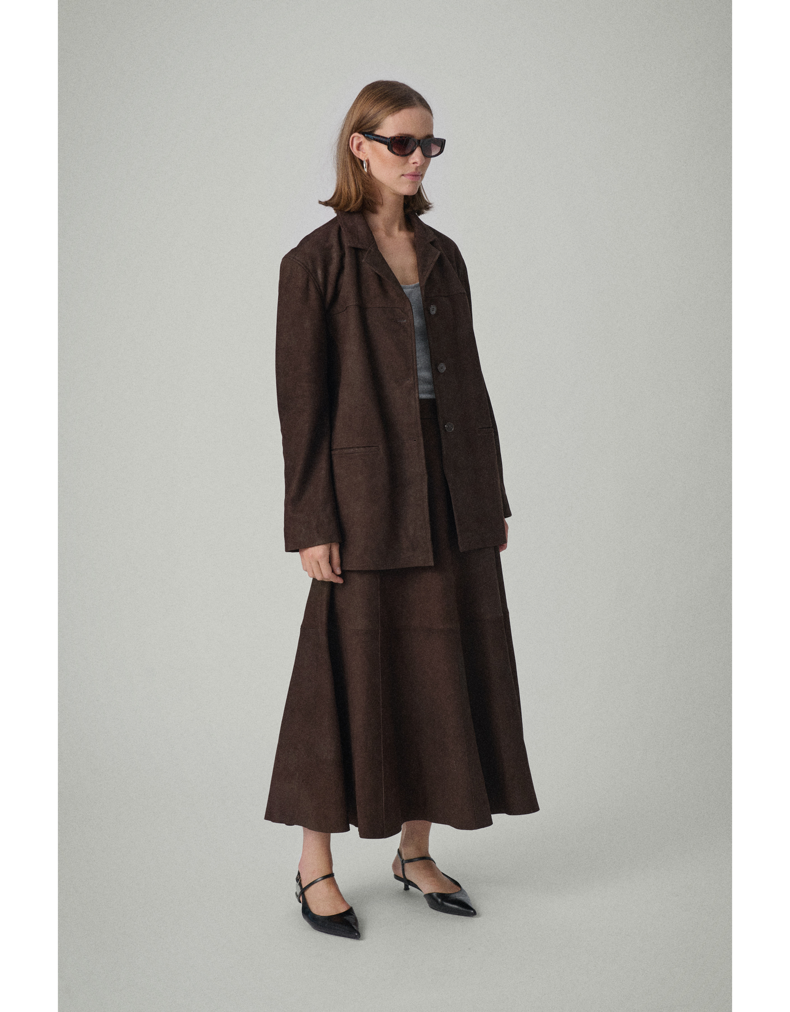 Soaked in Luxury SOAKED IN LUXURY PARVATI LEATHER BLAZER - COFFEE BEAN