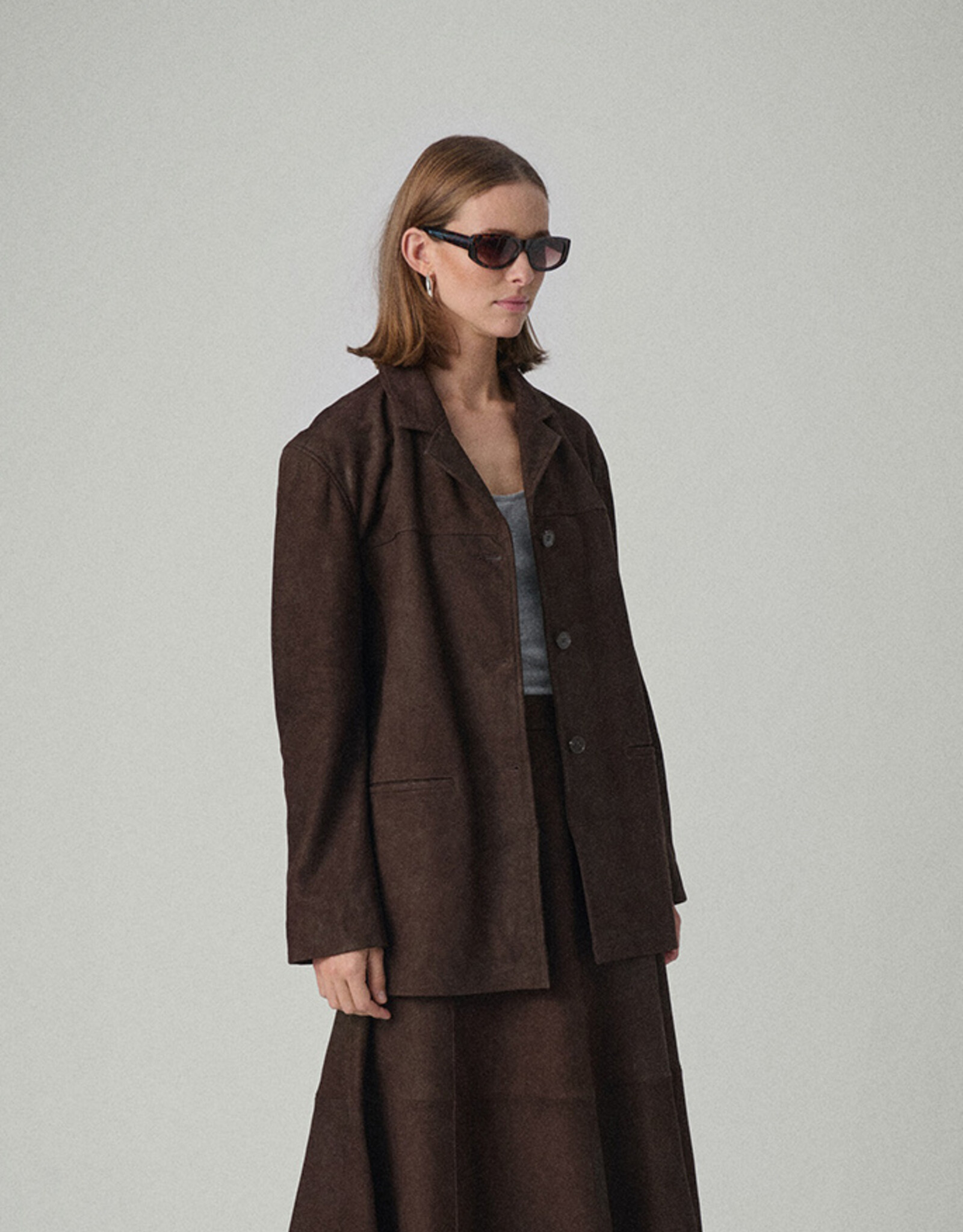 Soaked in Luxury SOAKED IN LUXURY PARVATI LEATHER BLAZER - COFFEE BEAN