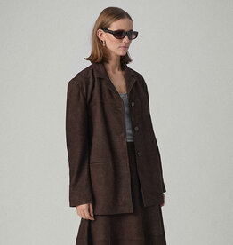 Soaked in Luxury SOAKED IN LUXURY PARVATI LEATHER BLAZER - COFFEE BEAN
