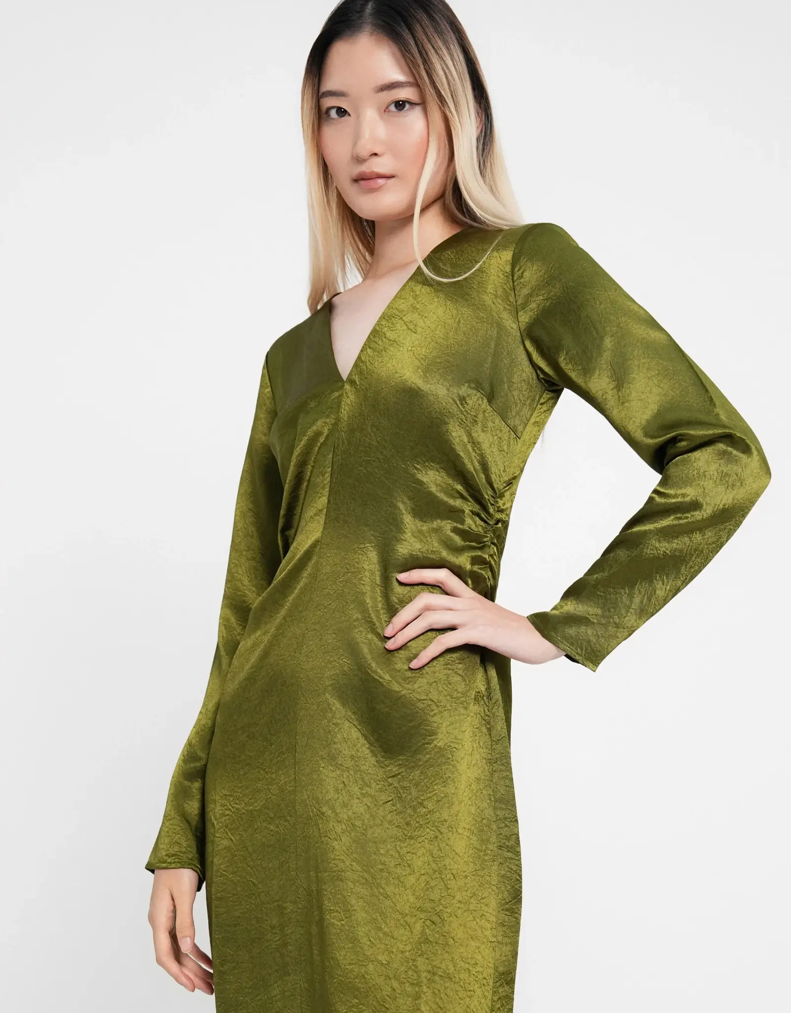 Selected Femme SELECTED FEMME SELENE ANKLE DRESS - AVOCADO