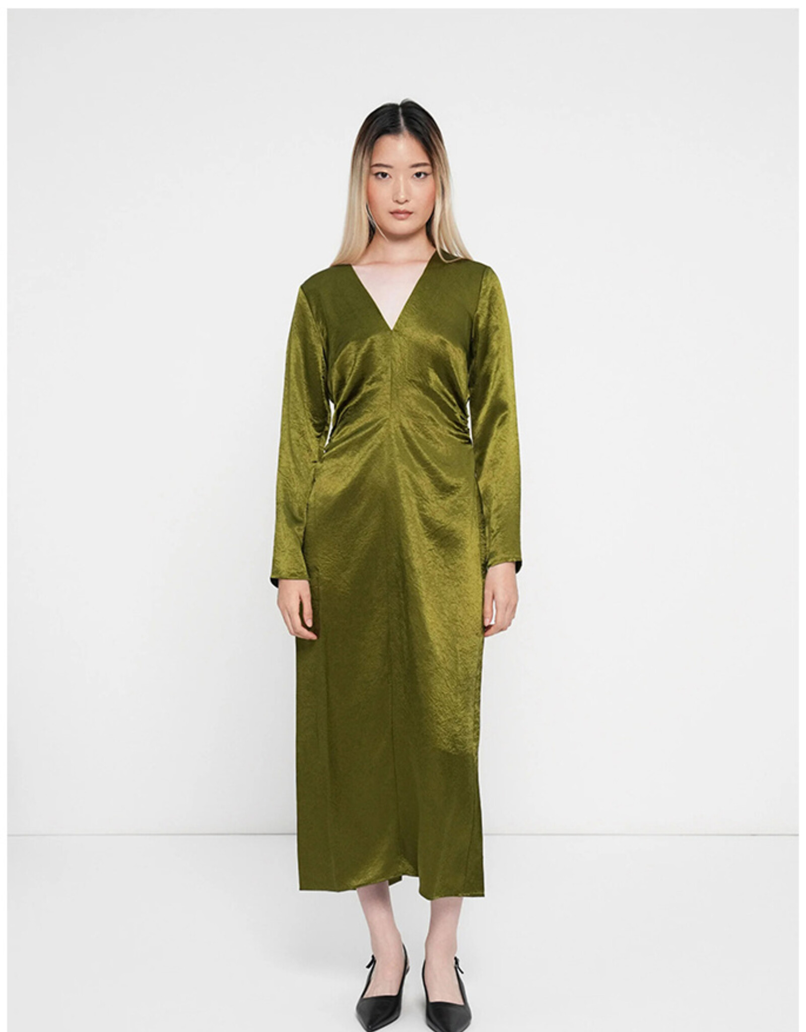 Selected Femme SELECTED FEMME SELENE ANKLE DRESS - AVOCADO