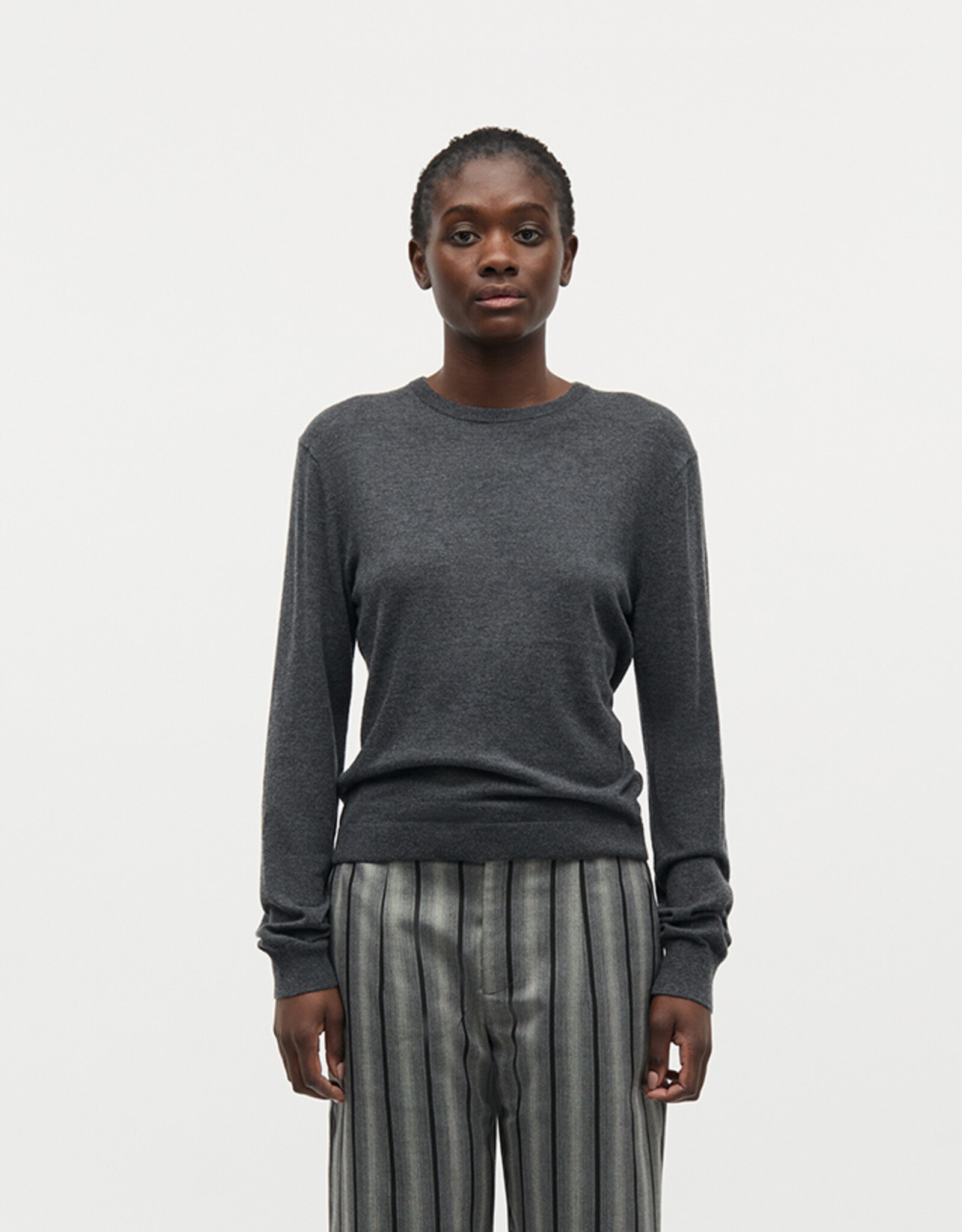 Mads Norgaard MADS NØRGAARD FINE MERINO EMMA KNIT - DARK GREY