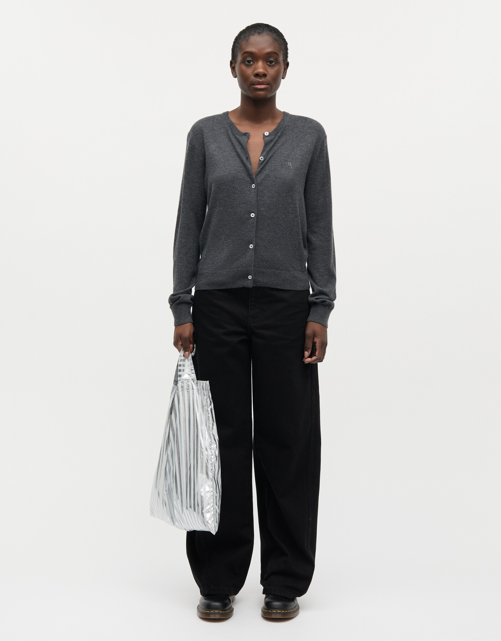 Mads Norgaard MADS NØRGAARD FINE MERINO CHARLOT CARDIGAN - DARK GREY