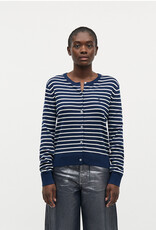 Mads Norgaard MADS NØRGAARD FINE MERINO CHARLOT CARDIGAN - BLUE/VANILLA ICE