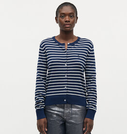 Mads Norgaard MADS NØRGAARD FINE MERINO CHARLOT CARDIGAN - BLUE/VANILLA ICE