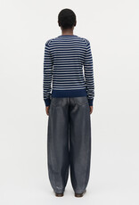 Mads Norgaard MADS NØRGAARD FINE MERINO CHARLOT CARDIGAN - BLUE/VANILLA ICE