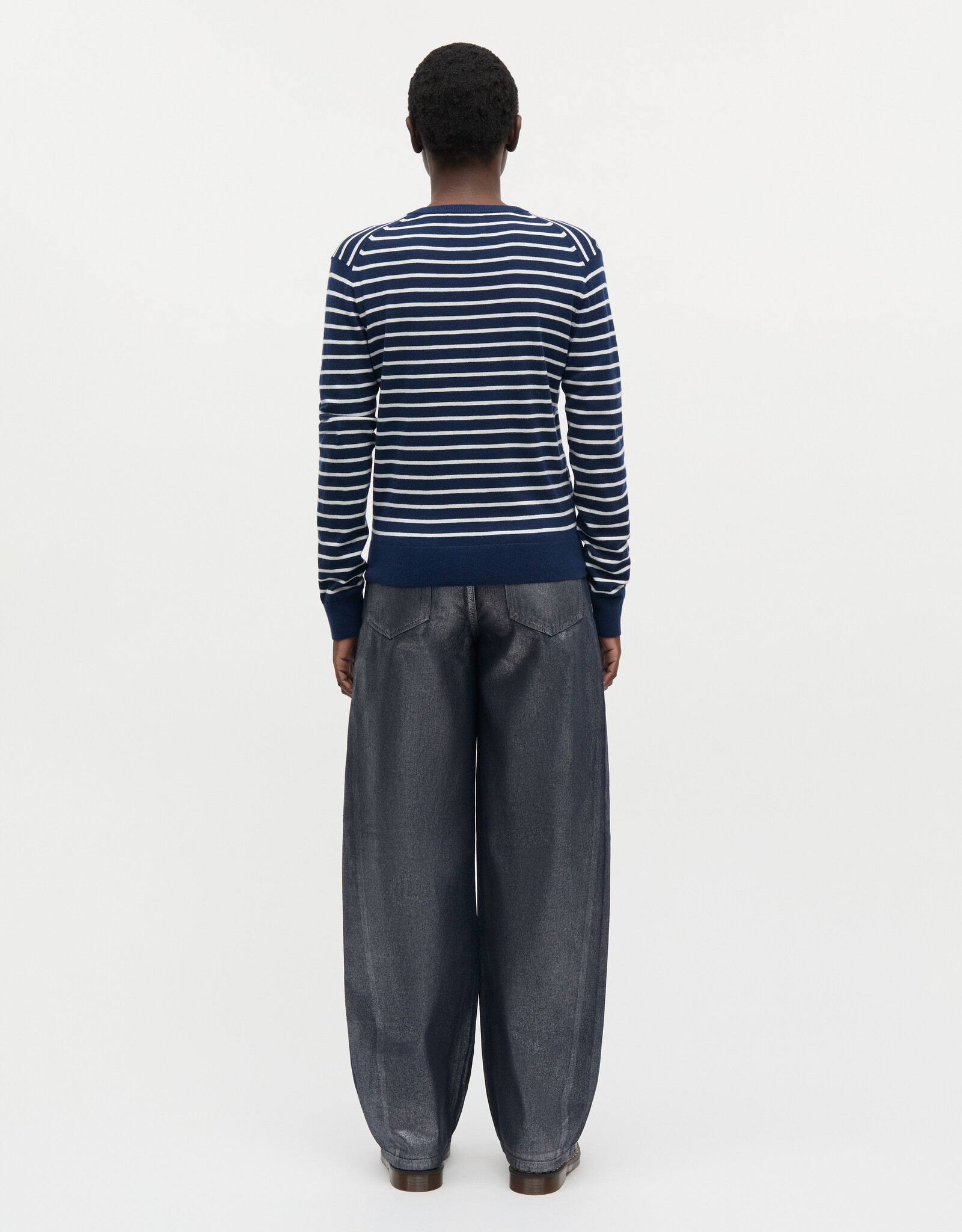 Mads Norgaard MADS NØRGAARD FINE MERINO CHARLOT CARDIGAN - BLUE/VANILLA ICE
