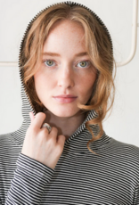 Mads Norgaard MADS NØRGAARD STRIPE TILLA HOOD - BLACK/VANILLA ICE