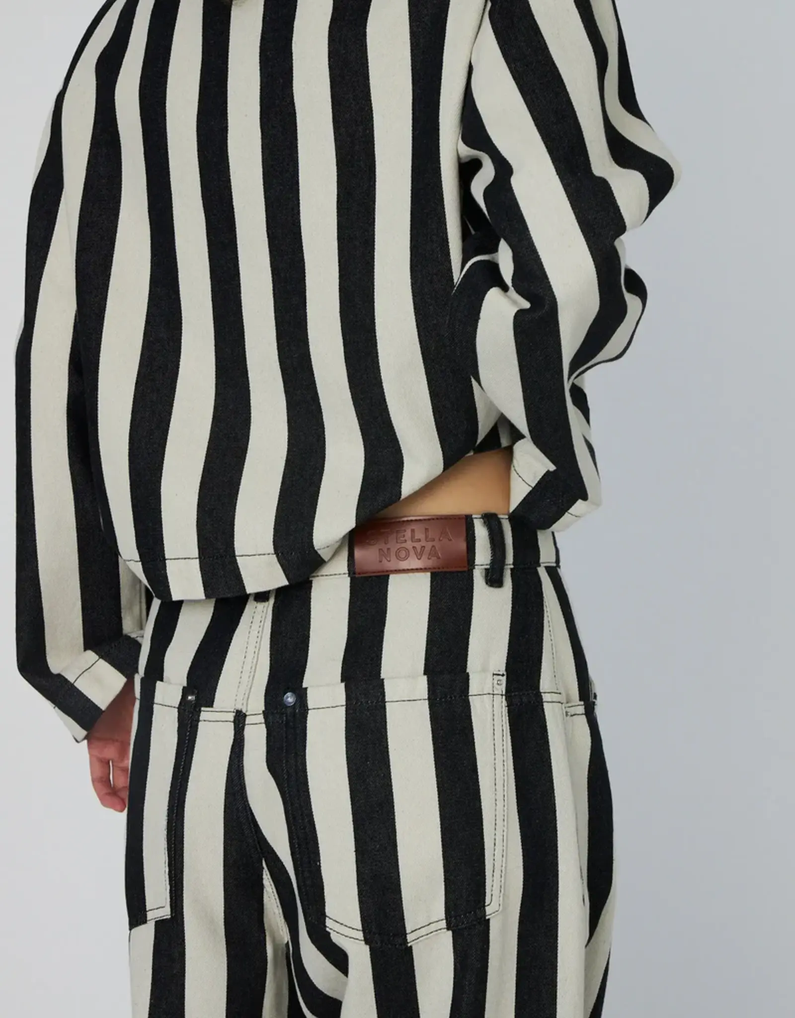 STELLA NOVA STRIPED BAGGY PANTS - BLACK/CREAM