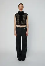 STELLA NOVA SHEER CROPPED LACE TOP - BLACK