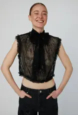 STELLA NOVA SHEER CROPPED LACE TOP - BLACK