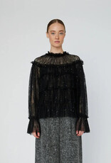 STELLA NOVA SHEER FRILL LACE BLOUSE - BLACK